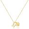 Brass Initial and Heart Pendant Necklaces for Women, Real 14K Gold Plated, Letter N, 15.75 inch(40cm)