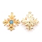 Alloy Pendants, with Resin, Light Gold, Cross, Steel Blue, 31x27.7x5.7mm, Hole: 1.6mm