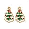 304 Stainless Steel Enamel Pendants, Christmas Theme Charms, Ion Plating(IP), Real 18K Gold Plated, Christmas Tree, 23x13x2mm, Hole: 1.6mm