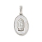 Brass Pave Natural White Shell Pendants, Oval Religion Virgin Charms, Long-Lasting Plated, Lead Free & Cadmium Free, Rack Plating, Platinum, 19.5x12x2.5mm, Hole: 3.5x6mm