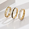 3Pcs Hollow Out 304 Stainless Steel Micro Pave Clear Cubic Zirconia with Enamel Finger Rings, Golden, US Size 8(18.1mm)