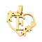 Ion Plating(IP) 201 Stainless Steel Pendants, Heart with Letter Charms, Golden, Letter E, 23x25x1.5mm, Hole: 7.5x3.5mm