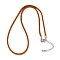 2.5MM Nylon Braided Cord Necklace Making, with Brass Findings and 304 Stainless Steel Lobster Claw Clasps, Long-Lasting Plated, Rack Plating, Platinum, Chocolate, 17.72 inch(45cm)