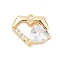 Brass Micro Pave Cubic Zirconia Charms, Heart, Golden, 12.5x14.5x4.5mm, Hole: 1.2mm