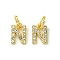 Rack Plating Alloy Rhinestone Pendants, Cadmium Free & Lead Free, Letter N, 11x7.5x2mm, Hole: 5mm