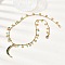 304 Stainless Steel Pave Green Cubic Zirconia Moon Pendant Necklaces for Women, with Cat Eye, Golden, 16.89 inch(42.9cm)