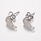 Brass Micro Pave Cubic Zirconia Stud Earring Findings, with Loop, Cadmium Free & Lead Free, Teardrop, Platinum, 12x7x3mm, Hole: 1mm, Pin: 0.8mm