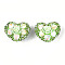 Heart Shape Polymer Clay Pave Rhinestone Beads, with Resin Flower & Glass, Focals Beads for Beadable Pens Jewelry Keychain Making, Lime Green, 18~20.5x24.5~25.5x15.5~18mm, Hole: 1.8mm