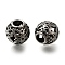 304 Stainless Steel European Beads, Large Hole Beads, Rondelle with Rhombus , Antique Silver, 10x9.5mm, Hole: 4mm