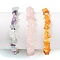Chips Natural Amber & Fluorite & Rose Quartz Beaded Stretch Bracelets Sets, Stackable Bracelets, Inner Diameter: 2-1/8 inch(5.5cm), 3pcs/set