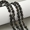 Natural Golden Sheen Obsidian Beads Strands, Flat Oval, 8x6x3mm, Hole: 0.9mm, about 49~50pcs/strand, 15.16''~15.55''(38.5~39.5cm)