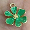 Alloy Pendants, with Enamel, Flower, Light Gold, Medium Sea Green, 15x12.5x4mm, Hole: 1.4mm