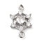 Brass Pave Clear Cubic Zirconia Connector Charms, Flower Links, Platinum, 17x10x4mm, Hole: 1.2mm