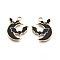 304 Stainless Steel Pendants, with Enamel, Moon & Bat Charms, Ion Plating(IP), Real 18K Gold Plated, 20.5x16x1.5mm, Hole: 2.5mm