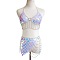 Lilac Acrylic Scale Sequin Alloy Tassel Chain Sexy Suit Body Chains for Beach Party, Silver, 920mm & 1000mm