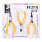 Steel Pliers Set, with Plastic Handles, including Side Cutter Pliers, Round Nose Plier, Needle Nose Wire Cutter Plier, Yellow, 113~126x48~52x6~10mm, 3pcs/set