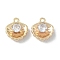 Brass Charms, with Clear Glass, Shell Shape, Real 18K Gold Plated, 11x10x4mm, Hole: 1.2mm