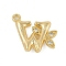 Brass Crystal Rhinestone Letter Links Connector Charms, Real 18K Gold Plated, Letter W, 14x15x3.5mm, Hole: 1.2mm and 1.5mm