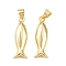 Brass Pendants, Fish Charms, Long-Lasting Plated, Rack Plating, Lead Free & Cadmium Free, Real 18K Gold Plated, 22.5x7.5x4.5mm, Hole: 4.5x3.5mm
