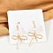 Brass Micro Pave Clear Cubic Zirconia Dangle Earrings, with ABS Plastic Pearl and Silicone Ear Nuts, Bowknot, Real 18K Gold Plated, 57.5x28.5mm