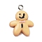 Resin Pendants, with Platinum Iron Eye Pin, Gingerbread Man, 22x17x4.5mm, Hole: 2mm