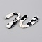Cellulose Acetate(Resin) Pendants, Half Oval Shaped Charms with Cow Pattern, White, 42x26x2.5mm, Hole: 1.6mm