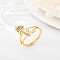 Brass Micro Pave Cubic Zirconia Finger Rings, for Women, Letter R, US Size 3(14mm)