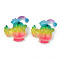 Rainbow Resin Cabochons, with Glitter, Chicken, Colorful, 21x28x9mm