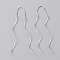 Brass Twist Wave Dangle Earrings for Women, Platinum, 128x5mm, Pin: 0.8mm