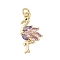 Brass Micro Pave Cubic Zirconia Pendants, Rack Plating, Long-Lasting Plated, Lead Free & Cadmium Free, Real 18K Gold Plated, with Jump Ring, Flamingo Shape, 23.5x12.5x3mm, Hole: 3.2mm