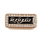 Alloy Rhinestone Enamel Beads, Rectangle with Word, Light Gold, 10x22x3.5mm, Hole: 1mm
