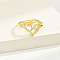 Brass Alphabet Adjustable Rings for Women, with Heart, Letter W, 17mm, US Size 6 1/4(16.7mm)