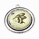 Antique Silver Alloy Pendant Cabochon Bezel Settings and Butterfly Printed Glass Cabochons TIBEP-X0174-13-2