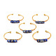 Bracelet manchette ouvert perlé triple colonne lapis lazuli naturel BJEW-E377-01G-05-1