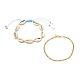 Ensemble de bracelets de cheville en perles tressées en coquillage cauri naturel pour fille femme AJEW-AN00451-01-1