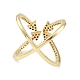 Cubic Zirconia Criss Cross with Arrow Open Cuff Ring RJEW-K240-04G-2