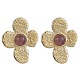 Boucles d'oreilles à tige en forme de fleur avec pierres précieuses naturelles mélangées EJEW-JE05319-01-2