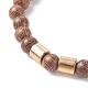 Bracelet extensible en perles rondes en bois de wengé naturel avec hématite synthétique pour hommes femmes BJEW-JB07549-03-4