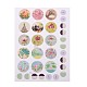 DIY Scrapbooking Bottle Caps Pattern Design Non-Adhesive Paper Stickers Collage Sheets for Clear Flat Round Glass Tile Cabochon Pendants AJEW-L024-01-1