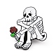 Trauriges Skelett mit Rosen-Emaille-Anstecknadel JEWB-C015-01EB-1