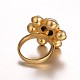 316 acier inoxydable anneaux strass fleur de doigts de ton doré Chic Lady RJEW-J066-67-17mm-4