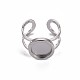 201 Stainless Steel Cuff Pad Ring Settings STAS-S080-040A-P-2