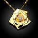 Real 18K Gold Plated Tin Alloy Czech Rhinestones Flower Pendant Necklaces NJEW-BB03972-G-2
