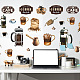 塩ビウォールステッカー  壁飾り  コーヒー柄  980x290mm DIY-WH0228-639-4