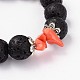 Heart & Cross Lava Rock Beaded Charm Bracelets BJEW-D323-03-2