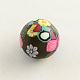 Perles en pâte polymère avec motif de fleurs manuelles CLAY-Q173-09-1