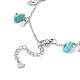 Synthetic Turquoise Chips & Heart Charms Anklet AJEW-AN00512-01-4