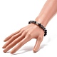 Natural Obsidian & Non-Magnetic Synthetic Hematite Round Beads Energy Stretch Bracelet for Men Women BJEW-JB06968-01-3