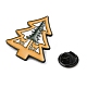 エナメルピン  バックパックの服のための電気泳動黒メッキ合金バッジ  クリスマスツリー  29x26x1.5mm JEWB-A014-01E-3