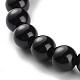 Bracelet extensible en perles rondes en obsidienne naturelle et en hématite synthétique non magnétique pour hommes et femmes BJEW-JB06968-7